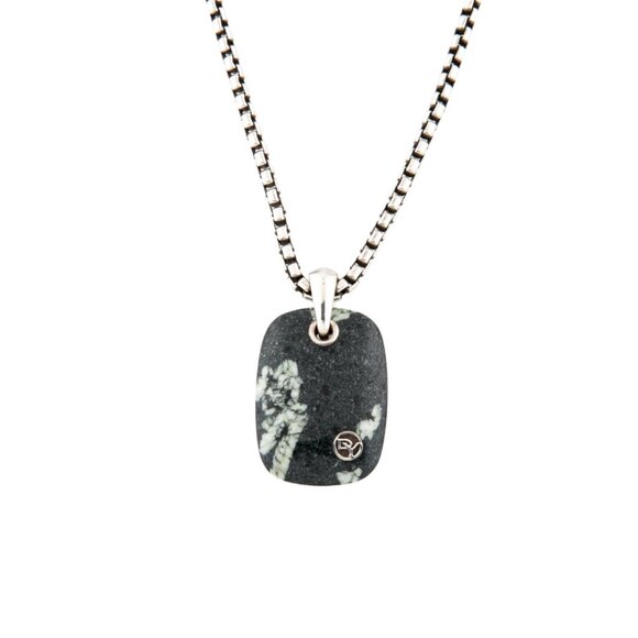 DAVID YURMAN STERLING SILVER 925 CHINESE WRITING STONE TABLET PENDANT NECKLACE - Picture 1 of 8
